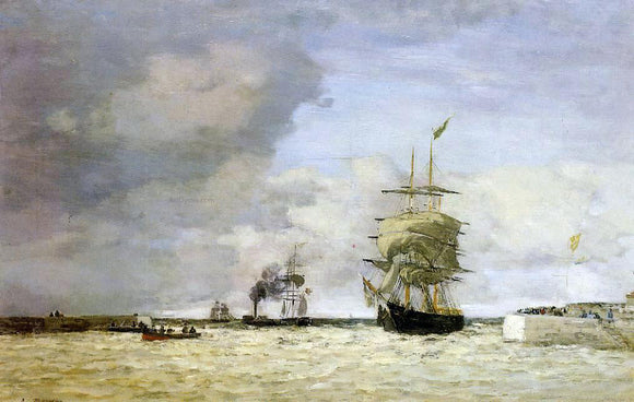  Eugene-Louis Boudin Le Havre, Entrance to the Port - Art Print