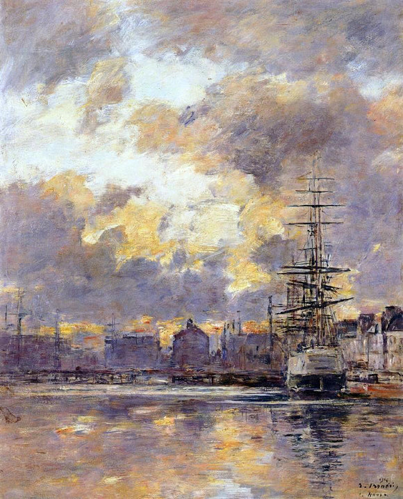  Eugene-Louis Boudin Le Havre, le Bassin du Commerce - Art Print