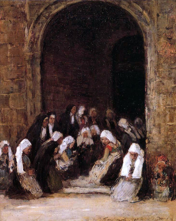  Eugene-Louis Boudin Leaving Mass in Brittany - Art Print