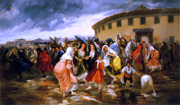  Eugeno Lucas Y Villamil Leaving the Bull Ring in the Rain - Art Print