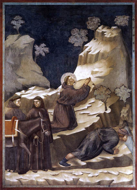  Giotto Di Bondone Legend of St Francis: 14. Miracle of the Spring (Upper Church, San Francesco, Assisi) - Art Print