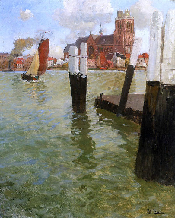  Fritz Thaulow L'Embarcadere, Dordrecht - Art Print