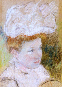  Mary Cassatt Leontine in a Pink Fluffy Hat - Art Print