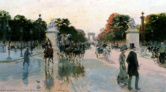  Georges Stein Les Champs Elysees Au Petit Matin - Art Print