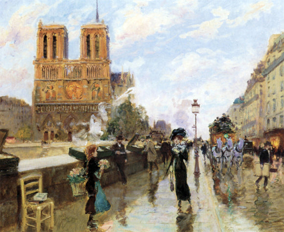 Georges Stein Les quais pres de Notre Dame - Art Print