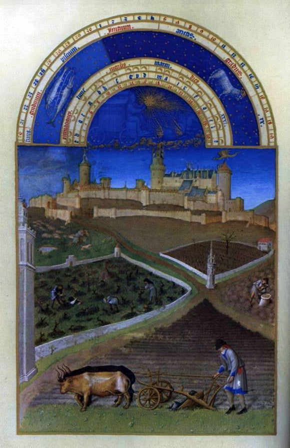  The Johan Limbourg Les tres riches heures du Duc de Berry: Mars (March) - Art Print