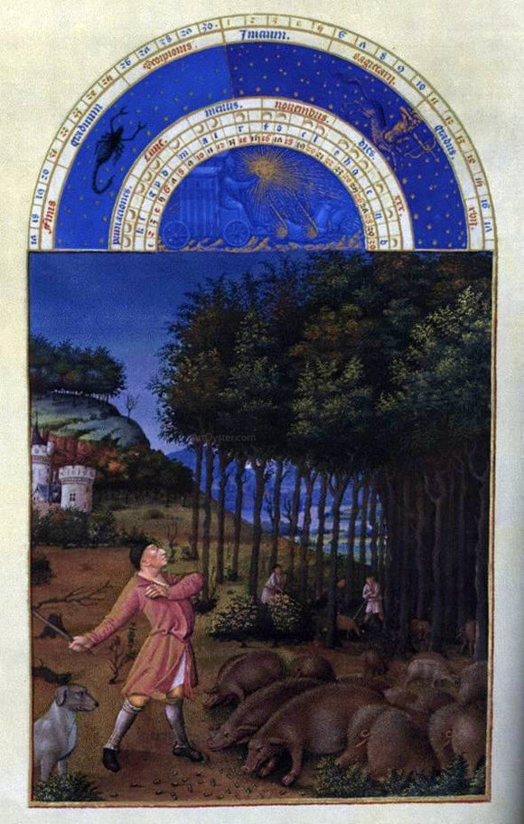  The Johan Limbourg Les tres riches heures du Duc de Berry: Novembre (November) - Art Print