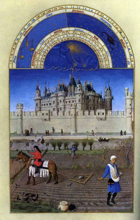  The Johan Limbourg Les tres riches heures du Duc de Berry: Octobre (October) - Art Print