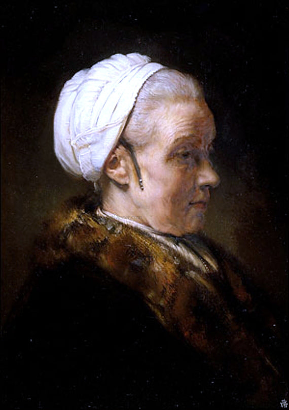  Rembrandt Van Rijn Lighting Study of an Elderly Woman in a White Cap - Art Print