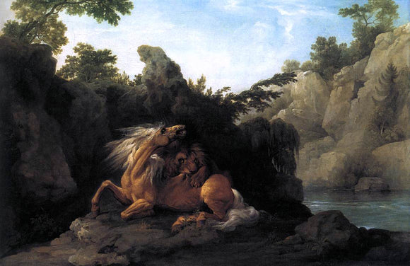  George Stubbs Lion Devouring a Horse - Art Print