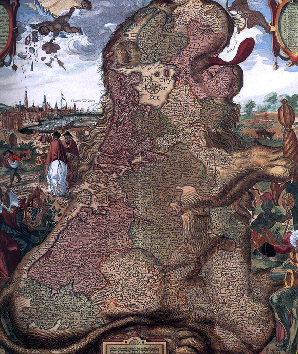  The Younger Claes Jansz Visscher Lion Map (Leo Belgicus) (detail) - Art Print