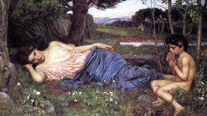  John William Waterhouse Listening to My Sweet Pipings - Art Print