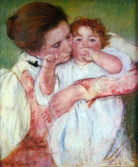  Mary Cassatt Little Ann Sucking Her Finger, Embraced by Her Mother - Art Print