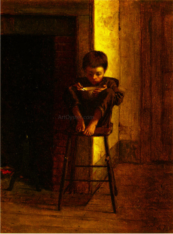  Eastman Johnson Little Boy on a Stool - Art Print