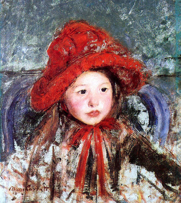  Mary Cassatt Little Girl in a Large Red Hat - Art Print