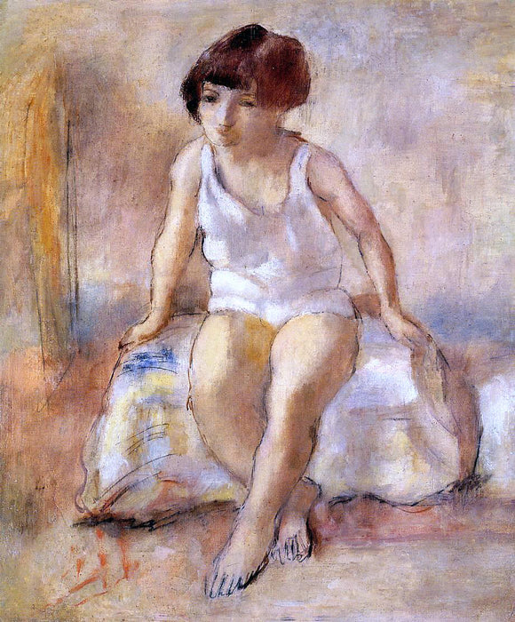  Jules Pascin Little Girl in a White shirt - Art Print