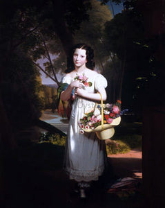  Charles Cromwell Ingham Little Girl with Flowers (Amelia Palmer) - Art Print