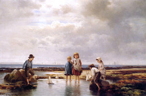  Edward Moran Little Sailors, Rockaway Beach - Art Print