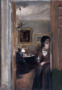  Adolph Von Menzel Living-Room with the Artist's Sister - Art Print