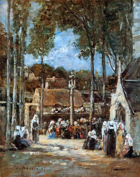  Eugene-Louis Boudin Local Pilgrimmage at Landerneau - Art Print