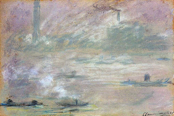  Claude Oscar Monet London, Boats on the Thames - Art Print