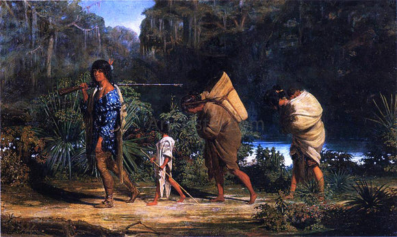  Alfred Boisseau Louisiana Indians Walking Along a Bayou - Art Print