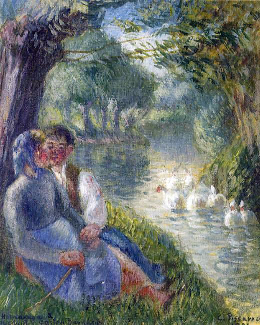  Camille Pissarro Lovers Seated at the Foot of a Willow Tree - Art Print