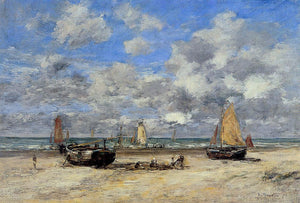  Eugene-Louis Boudin Low Tide at Scheveningen - Art Print