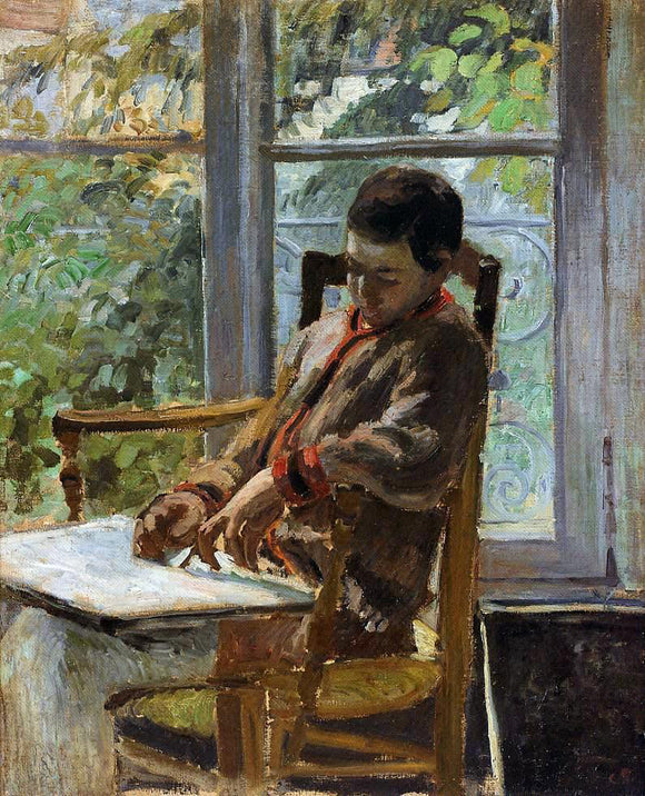  Camille Pissarro Lucien Pissarro in an Interior - Art Print