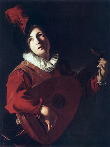  Bartolomeo Manfredi Lute Playing Young - Art Print