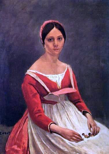  Jean-Baptiste-Camille Corot Madame Legois (also known as Young Woman with Flowers in Her Lap) - Art Print