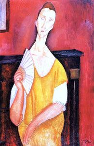  Amedeo Modigliani Madame Lunia Czechowska with a Fan - Art Print