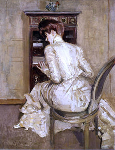  Paul Cesar Helleu Madame Paul Helleu Seated at Her Secretaire, Seen from the Back - Art Print