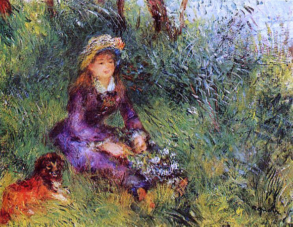 Pierre Auguste Renoir Madame Renoir with a Dog - Art Print
