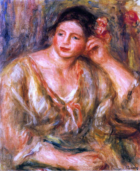  Pierre Auguste Renoir Madeleine Leaning on Her Elbow with Flowers in Her Hair - Art Print