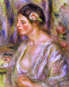  Pierre Auguste Renoir Madeline wearing a Rose - Art Print