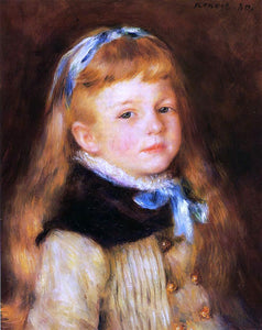  Pierre Auguste Renoir Mademoiselle Grimprel in a Blue Ribbon - Art Print