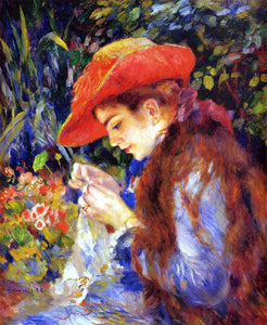  Pierre Auguste Renoir Mademoiselle Marie-Therese Durand-Ruel Sewing - Art Print