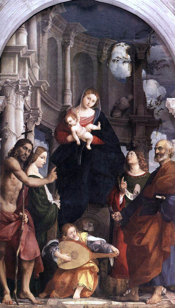  Porde Madonna and Child Enthroned with Saints - Art Print