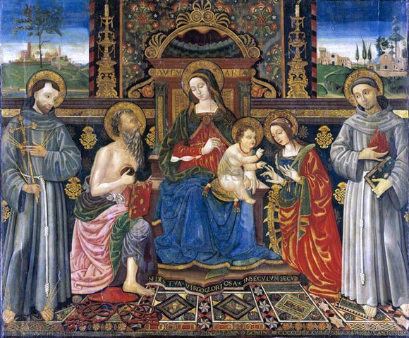  Francesco Di Gabriele Da Viterbo Madonna and Child Enthroned with Saints - Art Print