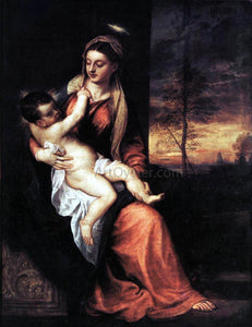  Titian Madonna and Child in an Evening Landscape - Art Print