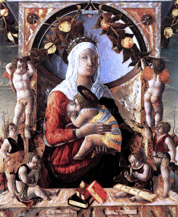  Marco Zoppo Madonna and Child with Angels - Art Print
