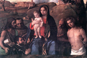  Giovanni Bellini Madonna and Child with Four Saints and Donator - Art Print