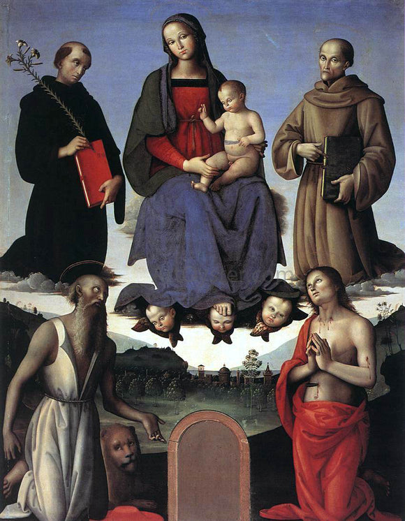  Pietro Perugino Madonna and Child with Four Saints (Tezi Altarpiece) - Art Print
