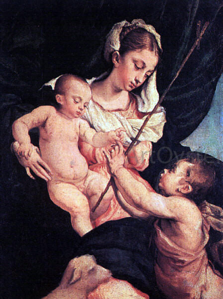  Jacopo Bassano Madonna and Child with Saint John the Baptist - Art Print
