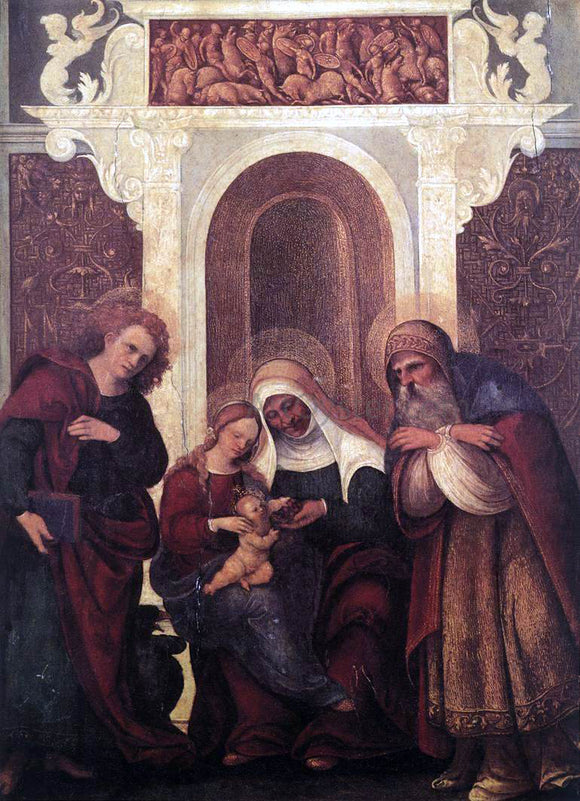  Ludovico Mazzolino Madonna and Child with Saints - Art Print
