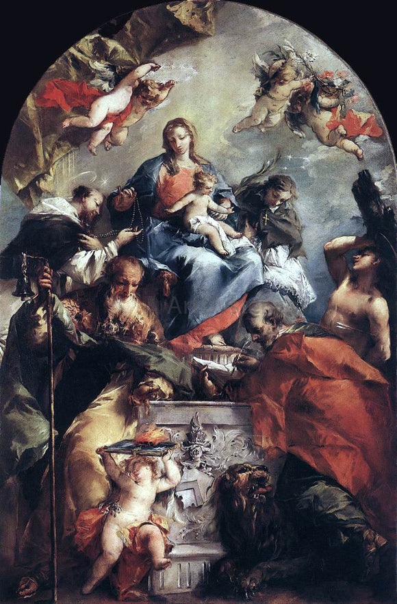  Giovanni Antonio Guardi Madonna and Child with Saints - Art Print