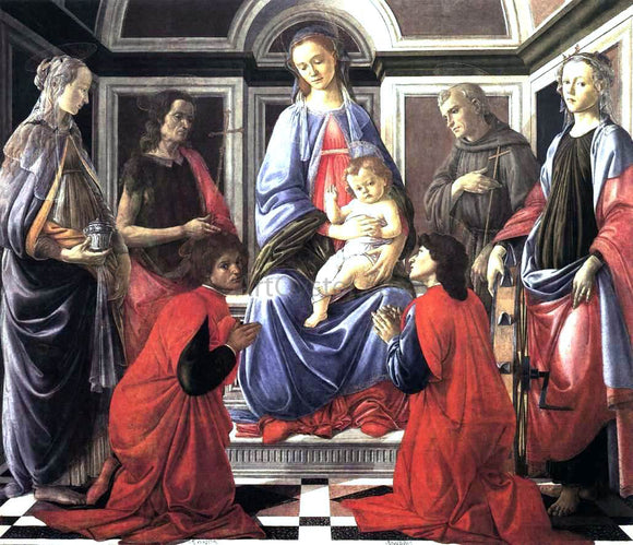  Sandro Botticelli Madonna and Child with Six Saints (Sant'Ambrogio Altarpiece) - Art Print