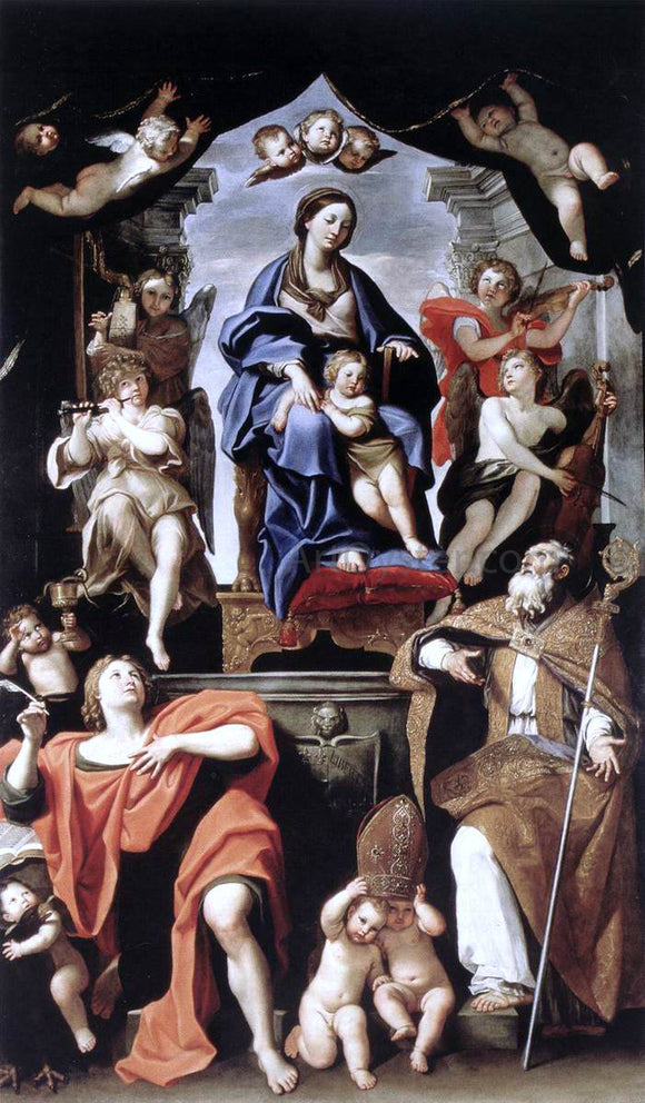  Domenichino Madonna and Child with St Petronius and St John the Evangelist - Art Print