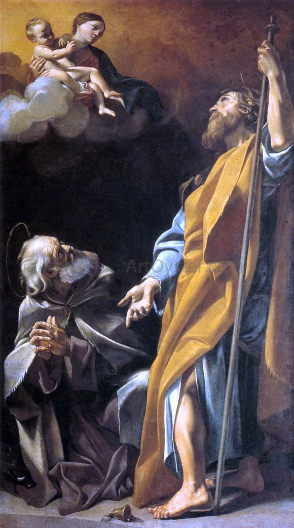  Giovanni Lanfranco Madonna and Child with Sts Anthony Abbot and James the Greater - Art Print